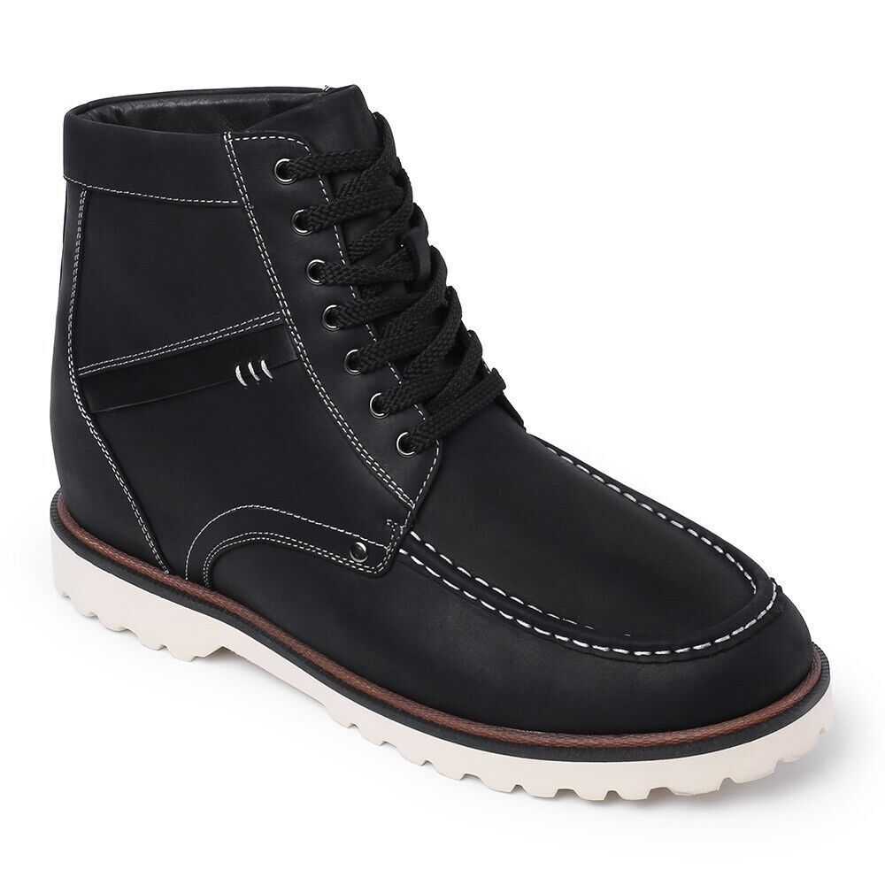 3.5''/9cm US7 CHAMARIPA Elevator Shoes Men Height Increase black working Boots
